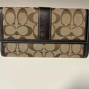 Coach Black and Tan Monogram Wallet
